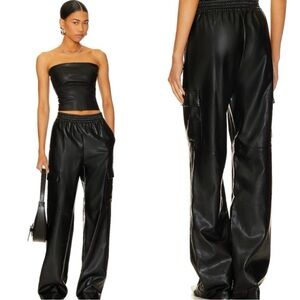NICHOLAS Edwina Faux Leather Cargo Pants Trousers